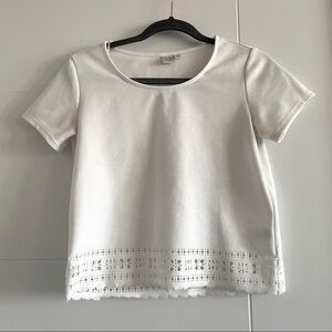 3/$45 TWIK lazer cut floral t-shirt blouse